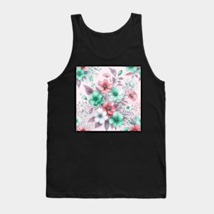 Pink Pastel Spring Flowers Tank Top